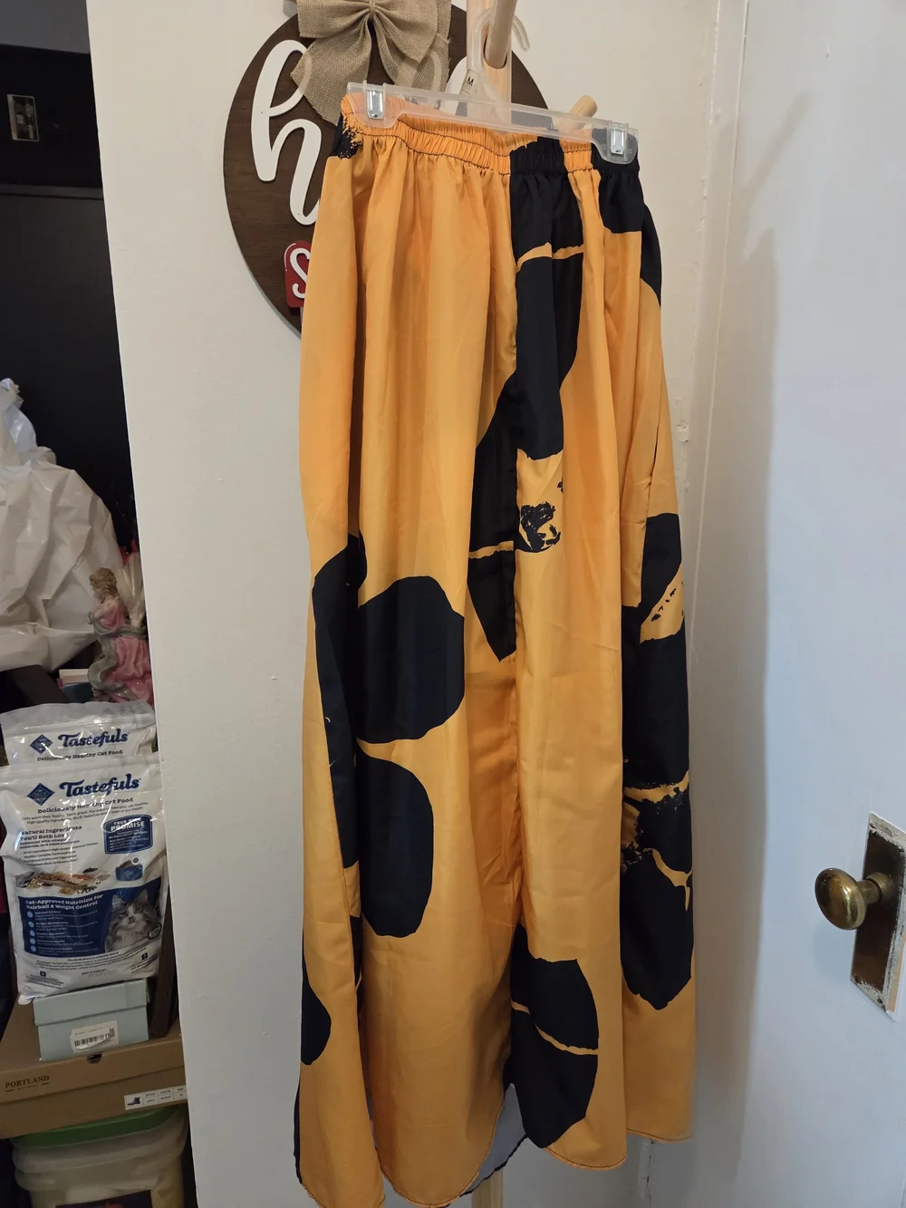 Black and Mustard Print Maxi Skirt - Women